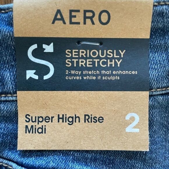 AEROPOSTALE Super High Rise Midi Length Shorts Size 2 - Picture 6 of 7